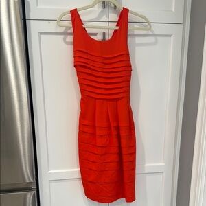 Eva Franco orange Ruched Sheath Mini Dress